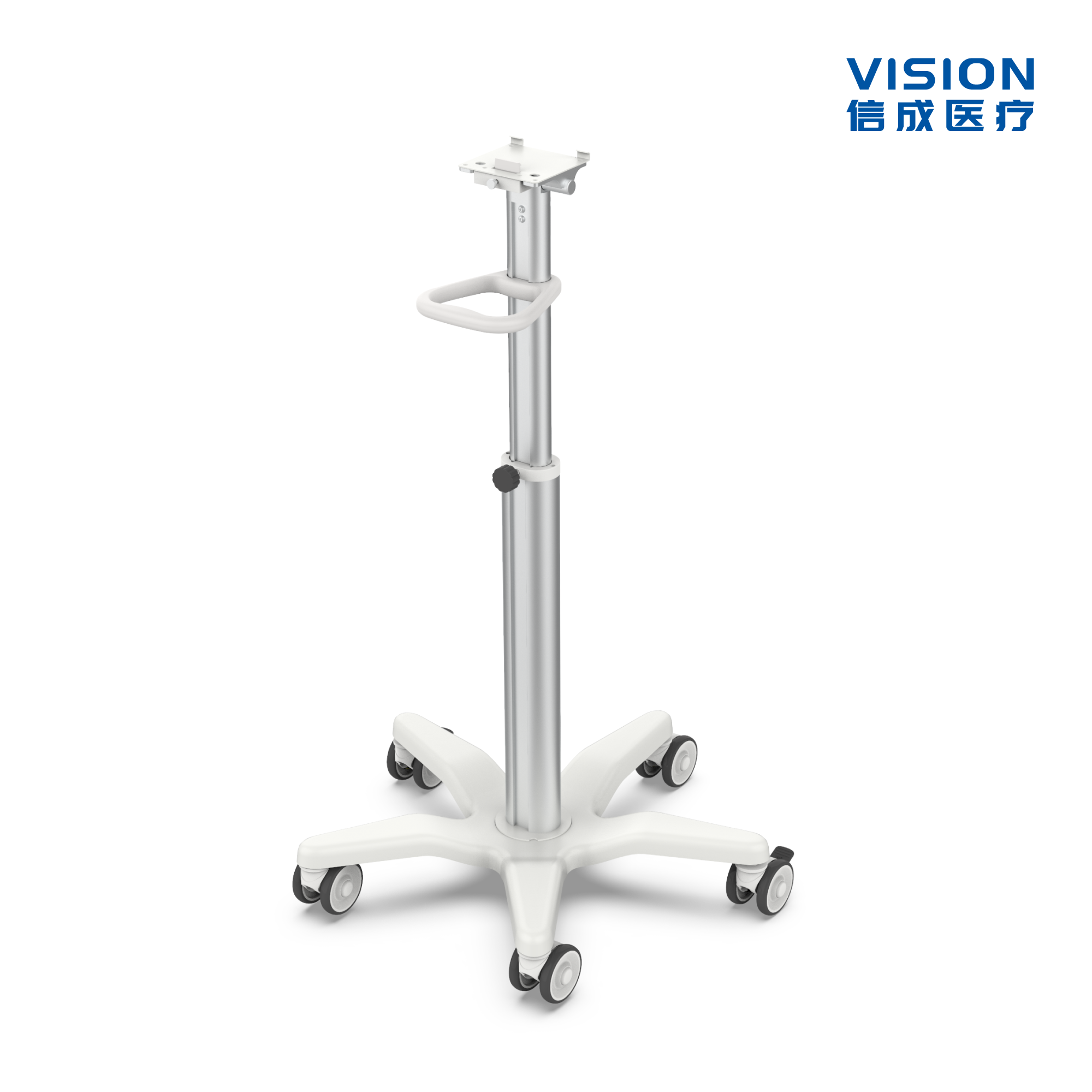 Manual Height-Adjustable Five-Wheel Patient Monitor Cart