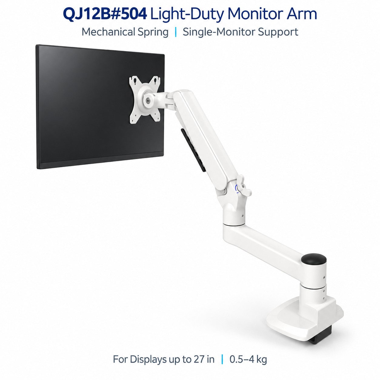 Ergonomic Support Arm - QJ12B#504 Lightweight Single-Screen Monitor Arm (0.5–4 kg )