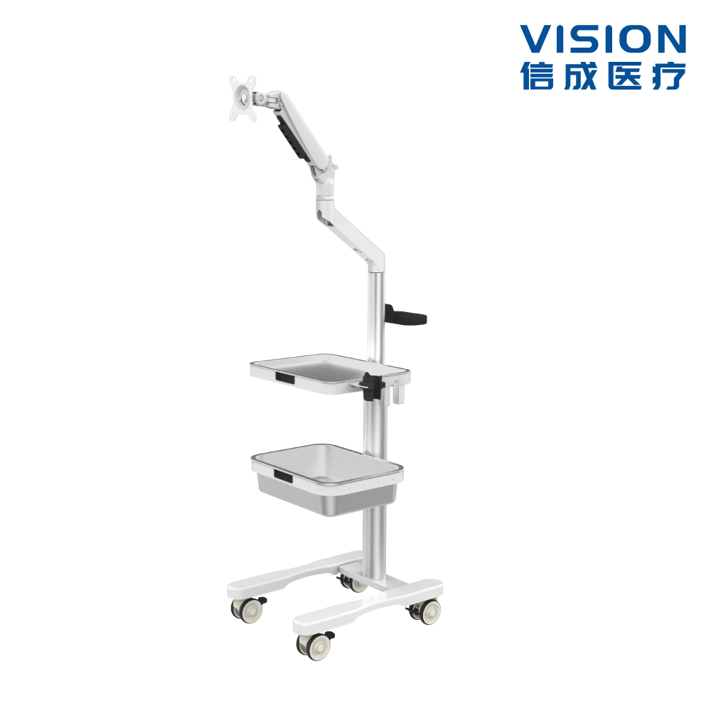Mobile Endoscopy Cart NJTC-JX2602 (Dual-Layer Storage Basins · Hook Rack)