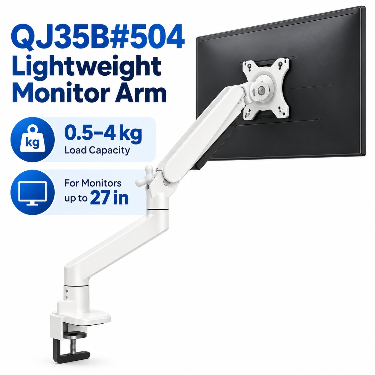 Ergonomic Support Arm - QJ35B#504 Lightweight Single-Screen Monitor Arm (0.5–4 kg )